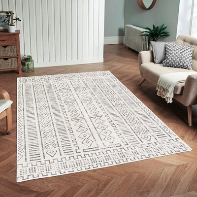 Tapis écru contrasté – motifs graphiques, 160x230 cm ISTANBUL PIER IMPORT