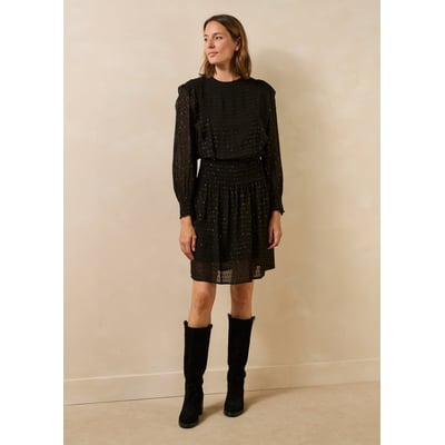 Robe courte en voile manches longues col rond LA FEE MARABOUTEE