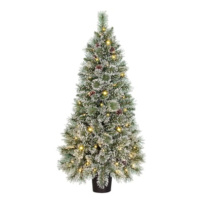 Sapin de Noël artificiel enneigé avec LED H120 cm VANDANS BLACK BOX TREES