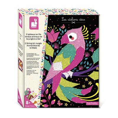 Kit Créatif - Coffret 2 Tableaux Fils Tendus Animaux De La Jungle À Créer JANOD