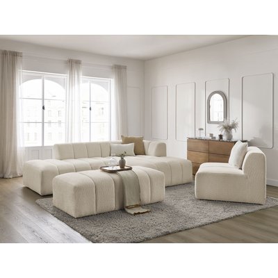 Canapé modulable 5 places en tissu bouclette, ANNECY BOBOCHIC