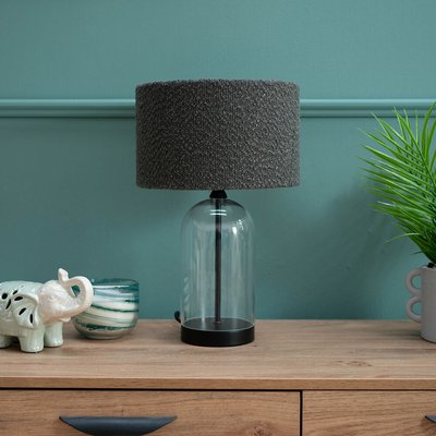 Glass Table Lamp with Boucle Shade SO'HOME