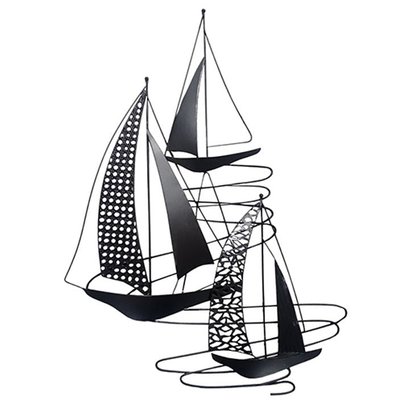 Décoration murale verticale 3 voiliers noirs PIER IMPORT