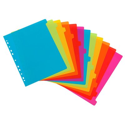 12 intercalaires A4 maxi pour classeur maxi ou classeur à levier HAPPY FLUO VIQUEL