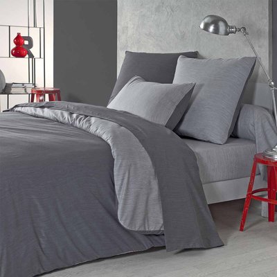 Parure de lit bicolore fines rayures en polyester, VAGUE ORIGIN