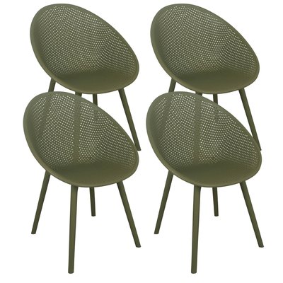 Lot de 4 chaises de terrasse en plastique, BUDA OVIALA