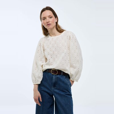 Top manches bouffantes brodé en coton BIO GOTS MONOPRIX