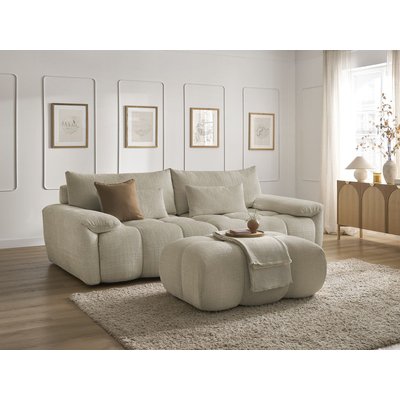 Canapé droit fixe 4 places en tissu texturé avec pouf, IVANE BOBOCHIC