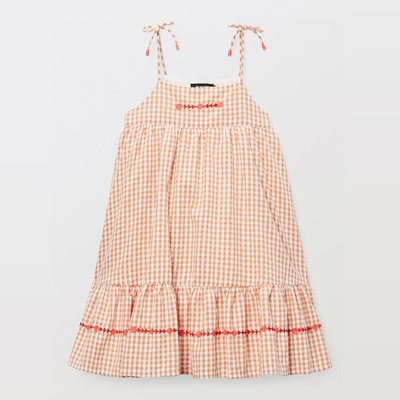 Robe vichy brodée en coton MONOPRIX