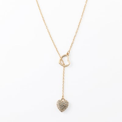 Collier à pendentifs cœurs dorés et strassés BALABOOSTE