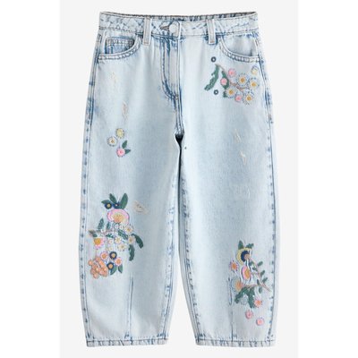 Jean barrel à fleurs brodées NEXT