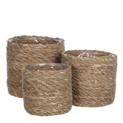 Ensemble de 3 paniers à plantes en jonc de mer tressé ATLANTIC MICA DECORATIONS