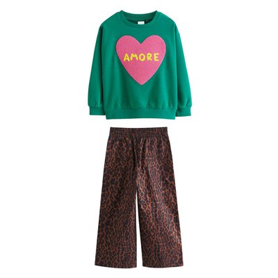 Pantalon animal et sweat avec cœur bouclé NEXT