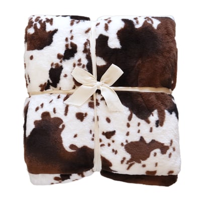 Plaid doux à motif peau de vache avec dos en velours - QABANE HOME MAISON