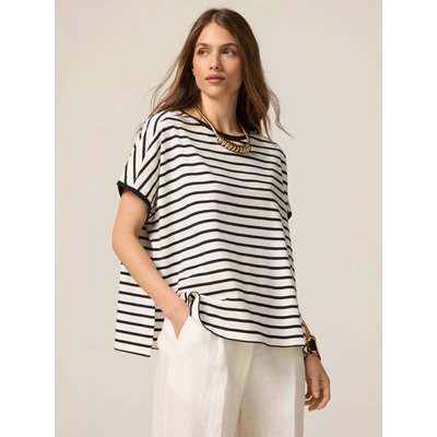 T-shirt réalisée en jersey de coton stretch à rayures horizontales OLTRE