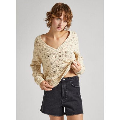 Pull maille ajourée, col V PEPE JEANS