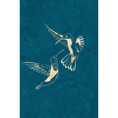 Tableau oiseaux colibri d'or HEXOA