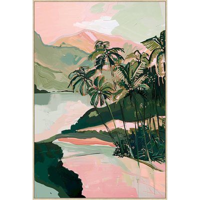 Tableau décoratif paysage tropical  et  avec cadre élégant RECOLLECTION