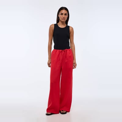 Pantalon en lin avec cordon à la taille MONOPRIX