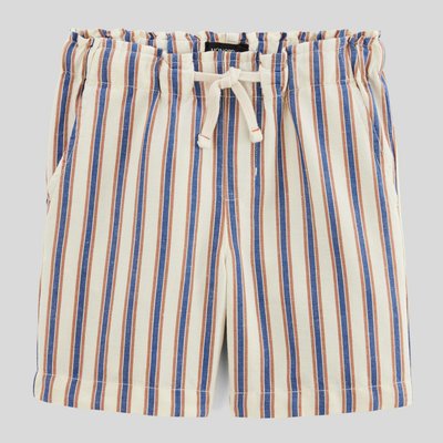 Short élastiqué rayé en coton et lin MONOPRIX