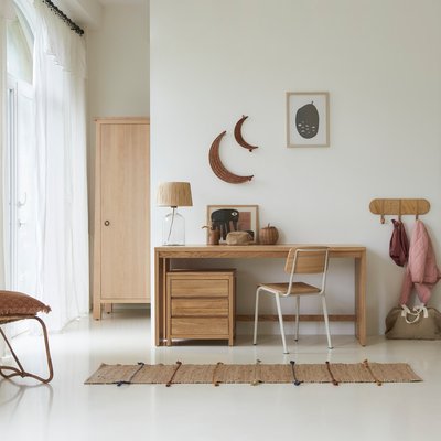Bureau enfant en chêne massif avec caisson de rangement EDEN TIKAMOON