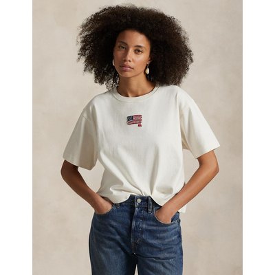 T-shirt curta e larga com a bandeira americana e o logótipo POLO RALPH LAUREN