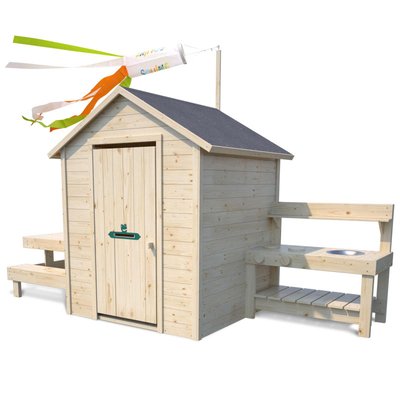 Cabane en bois enfant cuisine et table BLANCHE SOULET