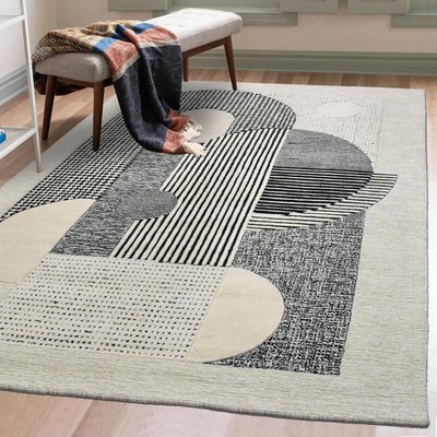 Tapis salon et chambre fait à la main en laine motif géométrique UN AMOUR DE TAPIS