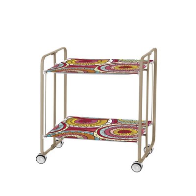 Table roulante pliante BAUHAUS châssis couleur sable, 2 plateaux DON HIERRO