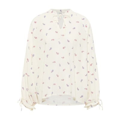Blouse écrue ornée d'un motif fantaisie avec un col tunisien MUSTANG