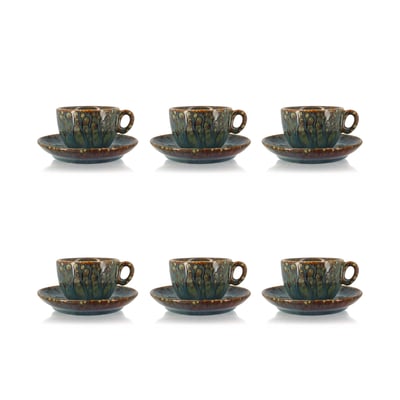 Lot de 6 tasses et soucoupes en porcelaine, VENUS OGO LIVING