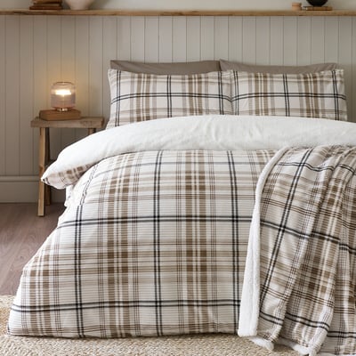 Cosy Ribbed Check Duvet Cover Set CATHERINE LANSFIELD
