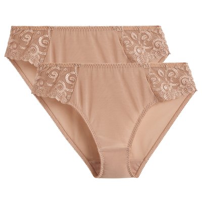 Confezione da 2 slip in tulle tinta unita e tulle ricamato Lyssa ANNE WEYBURN