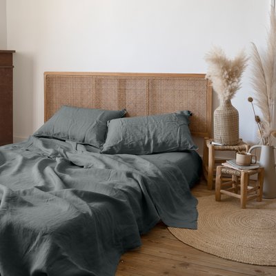 Drap de lit lin lavé SONGE CARRE BLANC