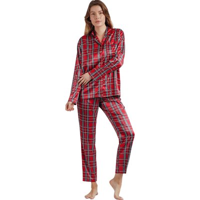 Pyjama satin pantalon chemise manches longues Scottish Fashion ADMAS