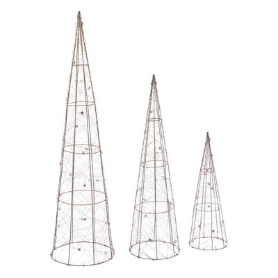 Décoration 3 sapins cônes H80 cm 90 LED à piles FEERIC LIGHTS & CHRISTMAS