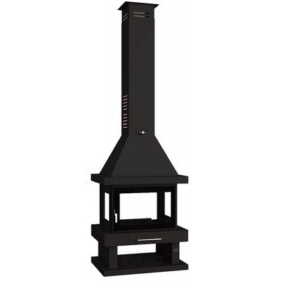 FM Cheminée métallique centrale C-104 K 13,5kW avec porte en verre sérigraphié FM BIOMASA