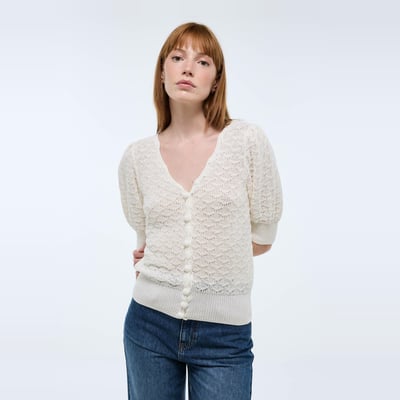Top manches coudes en maille fantaisie MONOPRIX