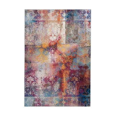 Tapis vintage effet usé, multicolore tissé plat 100% polyester imprimé - Galaxy ONE COUTURE