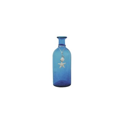 Vase bouteille en verre teinté bleu AUBRY GASPARD