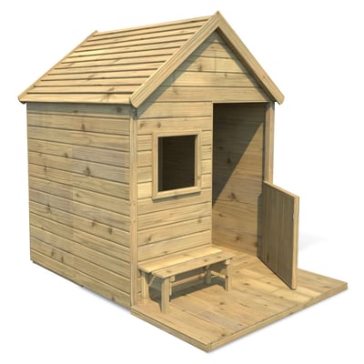 Cabane en bois traité avec terrasse et banc HEIDI SOULET