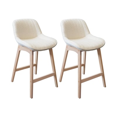 Lot de chaises d'îlot et bar en chêne et assise tissu bouclette 65cm MILK MOB IN
