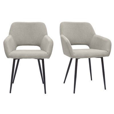 Chaises en tissu velours côtelé kaki et métal noir (lot de 2) LAURETTE MILIBOO
