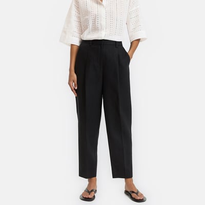 Pantalon cigarette à pinces en lin LA REDOUTE COLLECTIONS