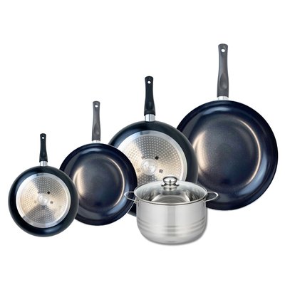 Set de 4 poêles 20, 24, 28 et 32 cm et 1 faitout Prima Brillant ELO