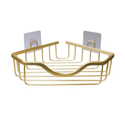 Panier de douche d'angle adhésif en aluminium sans perçage DOUCEUR D'INTÉRIEUR
