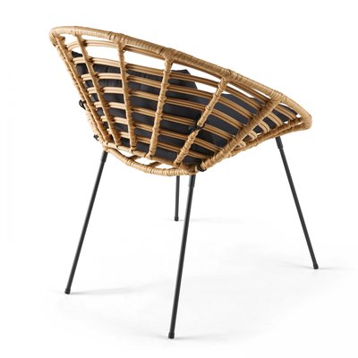 Lot de 2 fauteuil de jardin rond en rotin synthétique, ANTALYA OVIALA