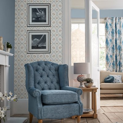 Papier peint quadrillage fleuri Pinford LAURA ASHLEY