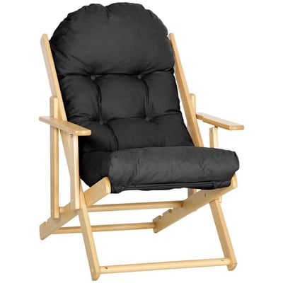 Accent Chair Bois d'hévéa Noir HOMCOM