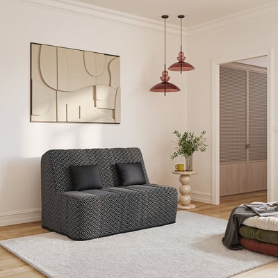 Banquette convertible GAIA BZ , couchage 160x200, avec 2 coussins OFFERTS, Coton noir RELAXIMA
